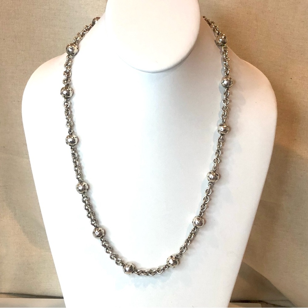 LOIS HILL Sterling Silver Rolo Link Toggle Necklace with Round Cut Out Stations